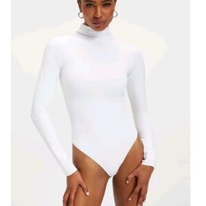 NWT Good American Turtle Neck White Bodysuit, Size S